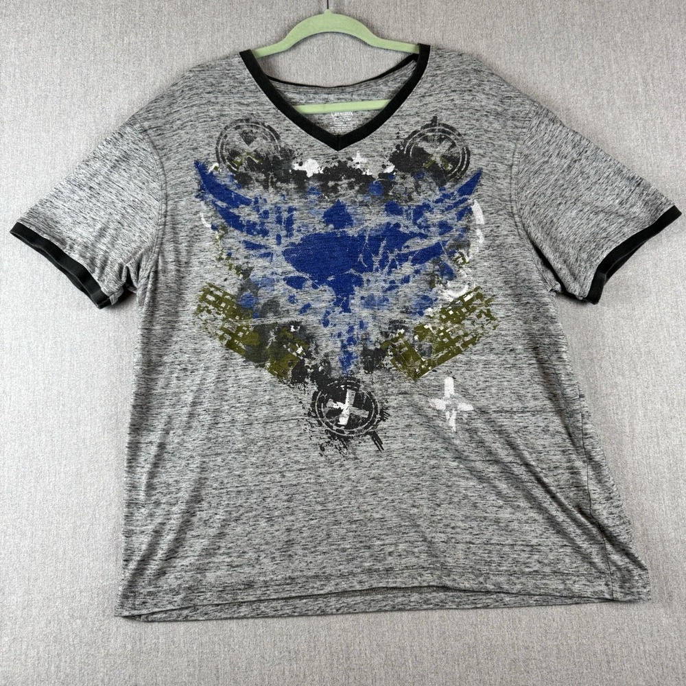 Cremieux Premium Mens Graphic Tshirt Blue Extra Large XXL V-Neck